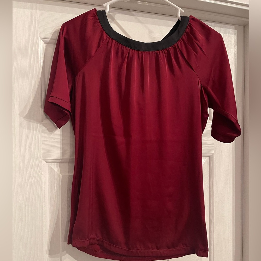 The Limited Size XS Burgundy Satin Blouse